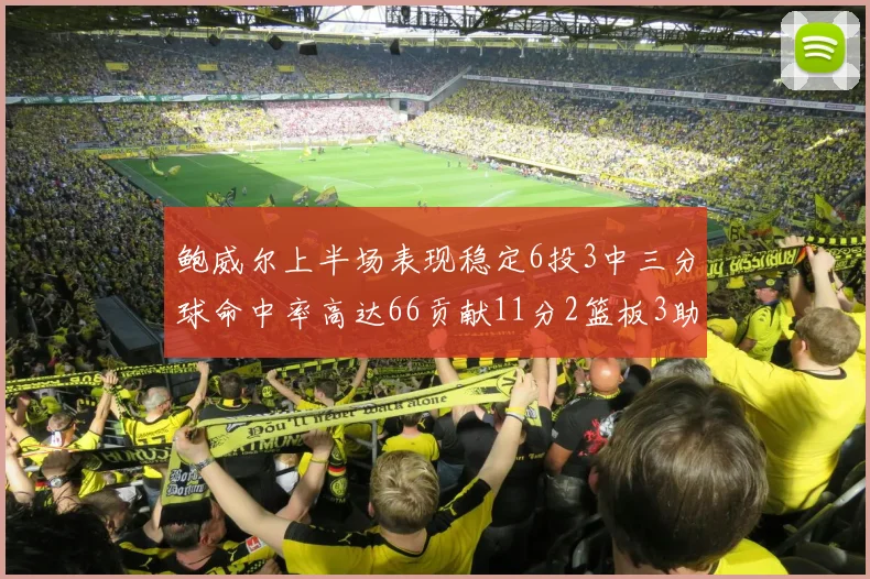 鲍威尔上半场表现稳定6投3中三分球命中率高达66贡献11分2篮板3助攻
